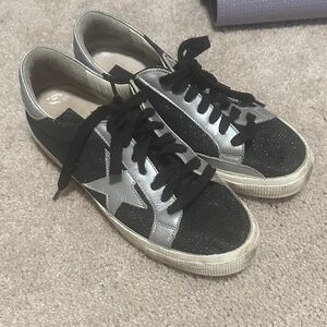 Golden Goose Black and Silver Star Sneakers